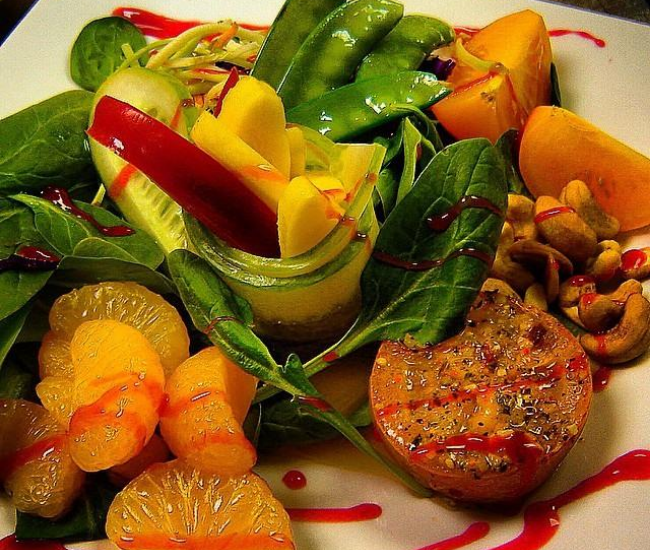 Nut, fruit, and vegetable salad