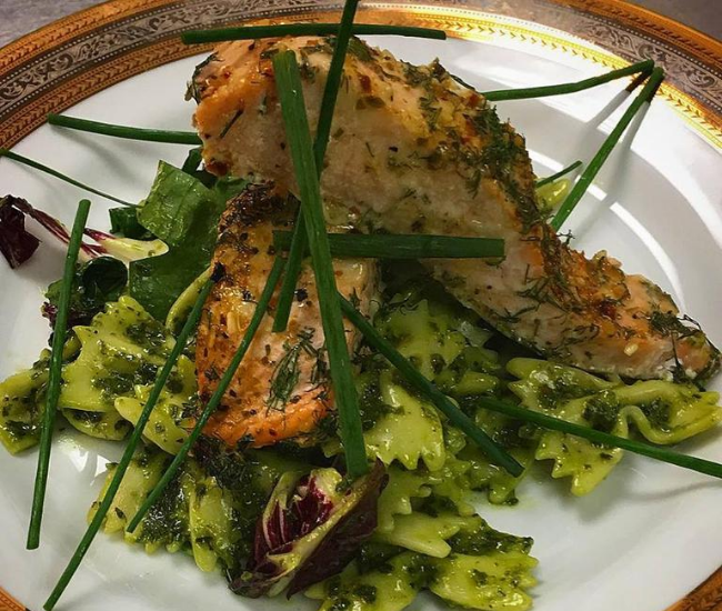 Salmon and pesto salad