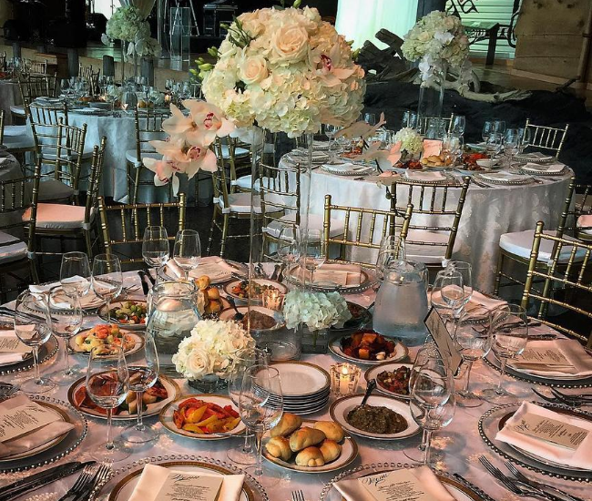 white wedding tables